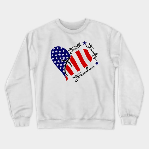 Faith Family Freedom Heart American Flag Crewneck Sweatshirt by LEMOUS TEES